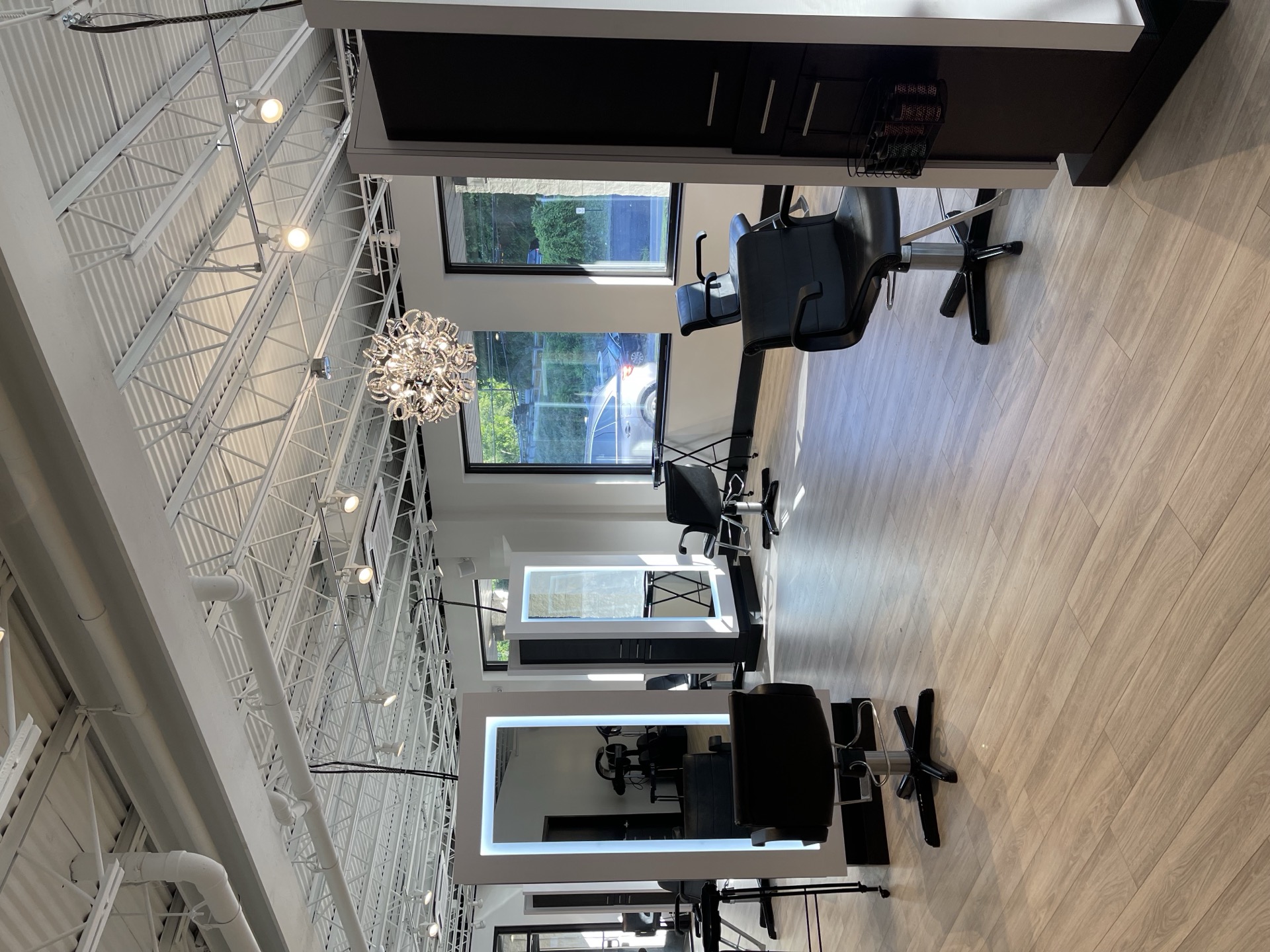 Calm, elegant salon interior with natural light