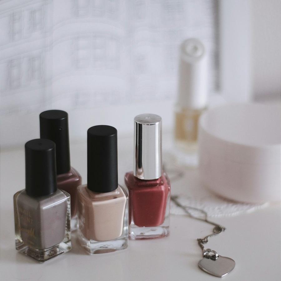 Nail polish bottles in elegant shades